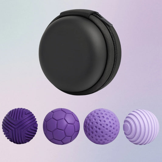 Set of 4 purple textured magnetic silicone fidget balls