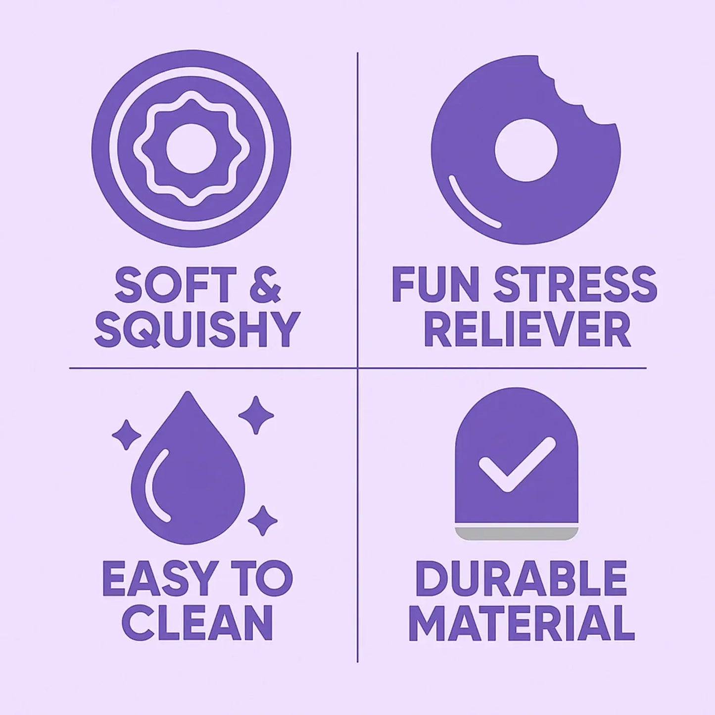 Purple icons and text describing properties on a light purple background