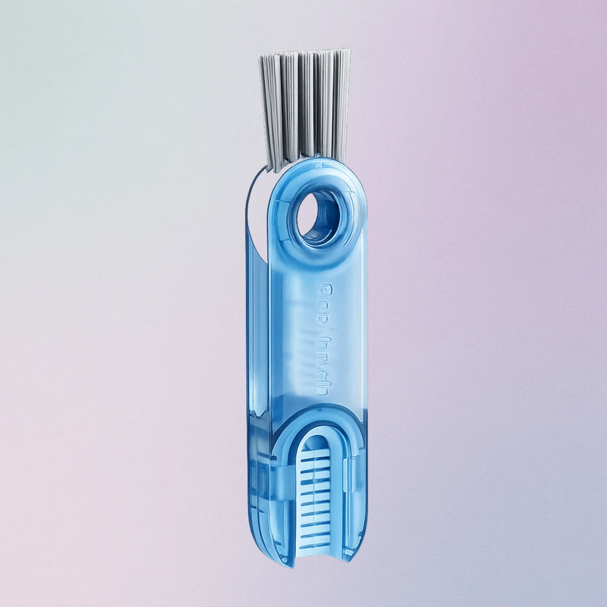Baby blue 3-in-1 cup lid gap cleaning brush with rotating head and crevice cleaners