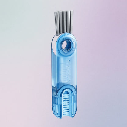 Baby blue 3-in-1 cup lid gap cleaning brush with rotating head and crevice cleaners