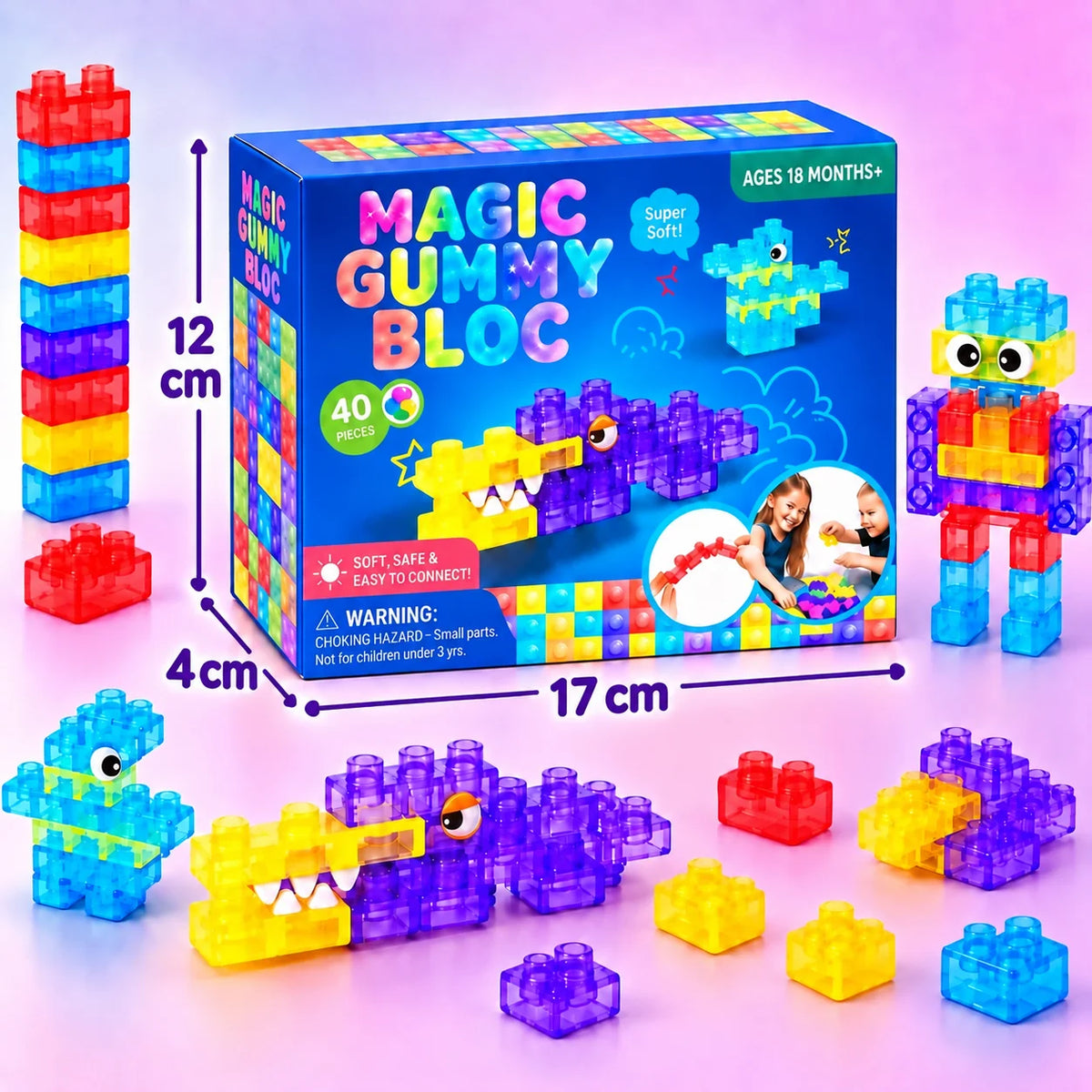 Magic Gummy Building Blocks (40 Pieces)