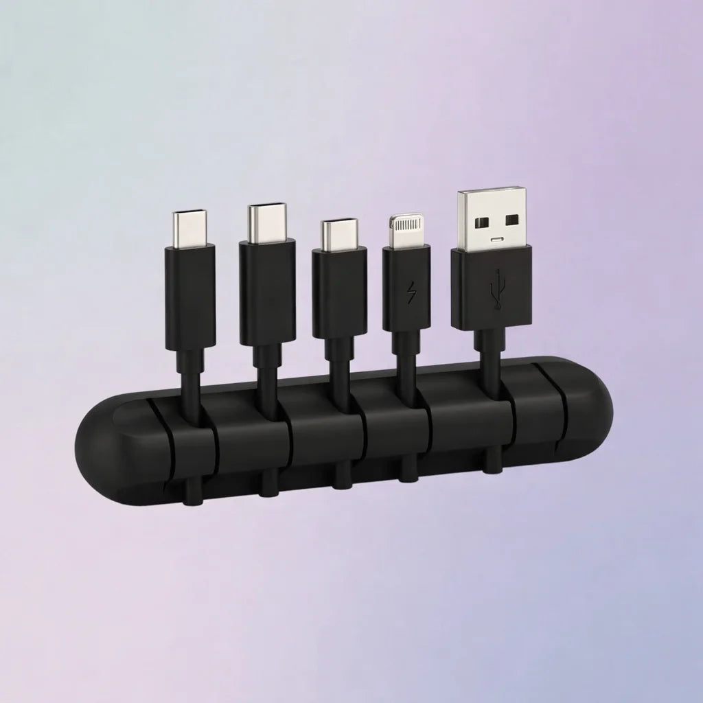 Adhesive silicone cable clips holder with slots for several cables