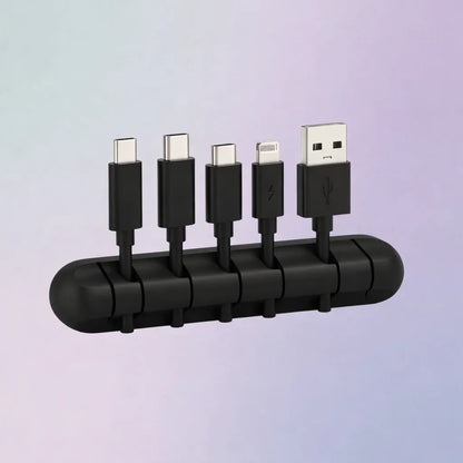 Adhesive silicone cable clips holder with slots for several cables