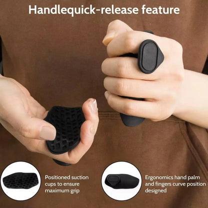 Hands wearing silicone workout grips