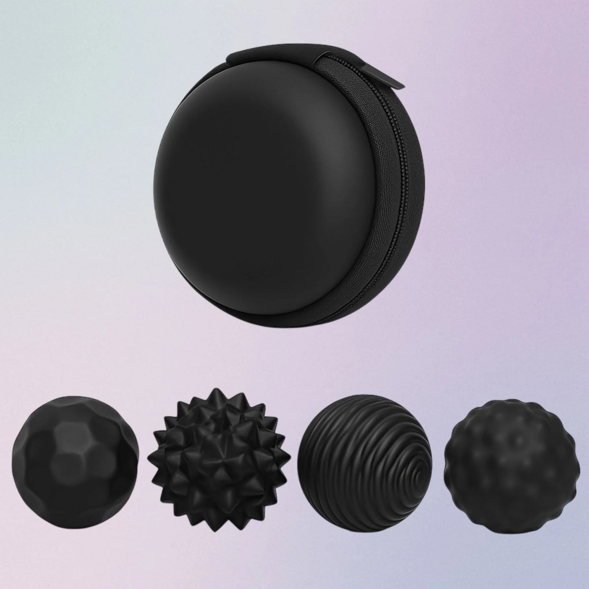 Set of 4 black textured magnetic silicone fidget balls