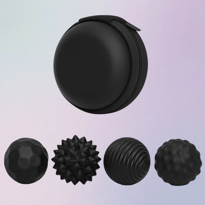 Set of 4 black textured magnetic silicone fidget balls