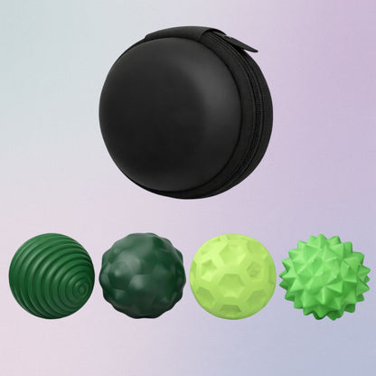 Set of 4 green textured magnetic silicone fidget balls