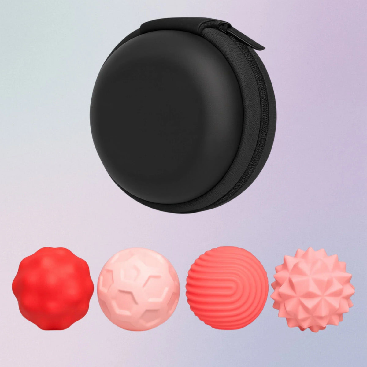 Set of 4 pink textured magnetic silicone fidget balls