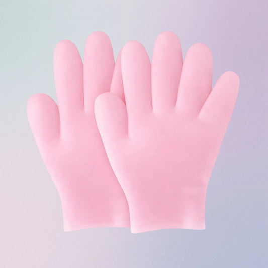 Pink reusable silicone moisturizing gloves