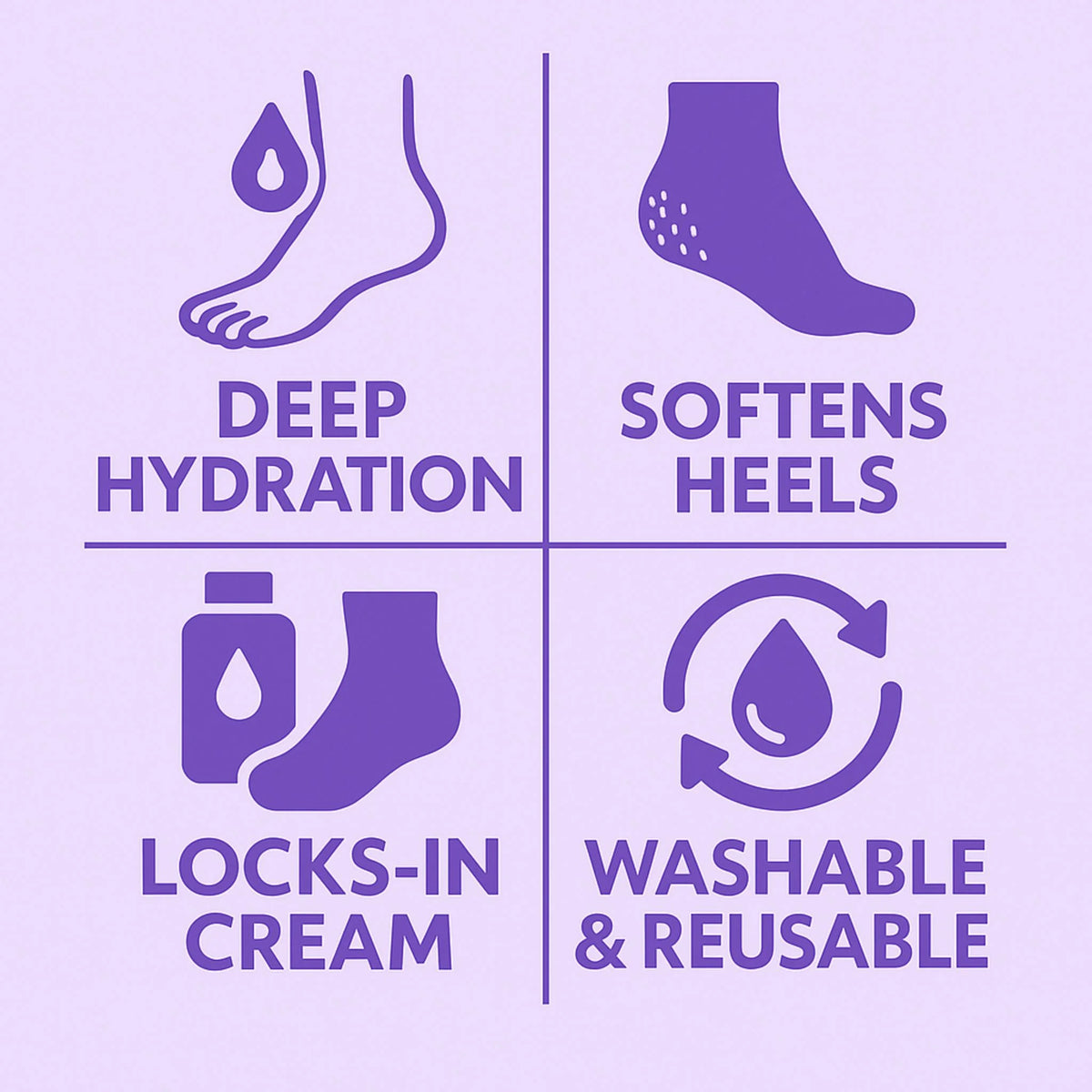 Moisturizing sock benefits: locks in foot cream, softens dry heels, deep hydration, and washable