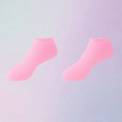 Pink reusable silicone moisturizing socks