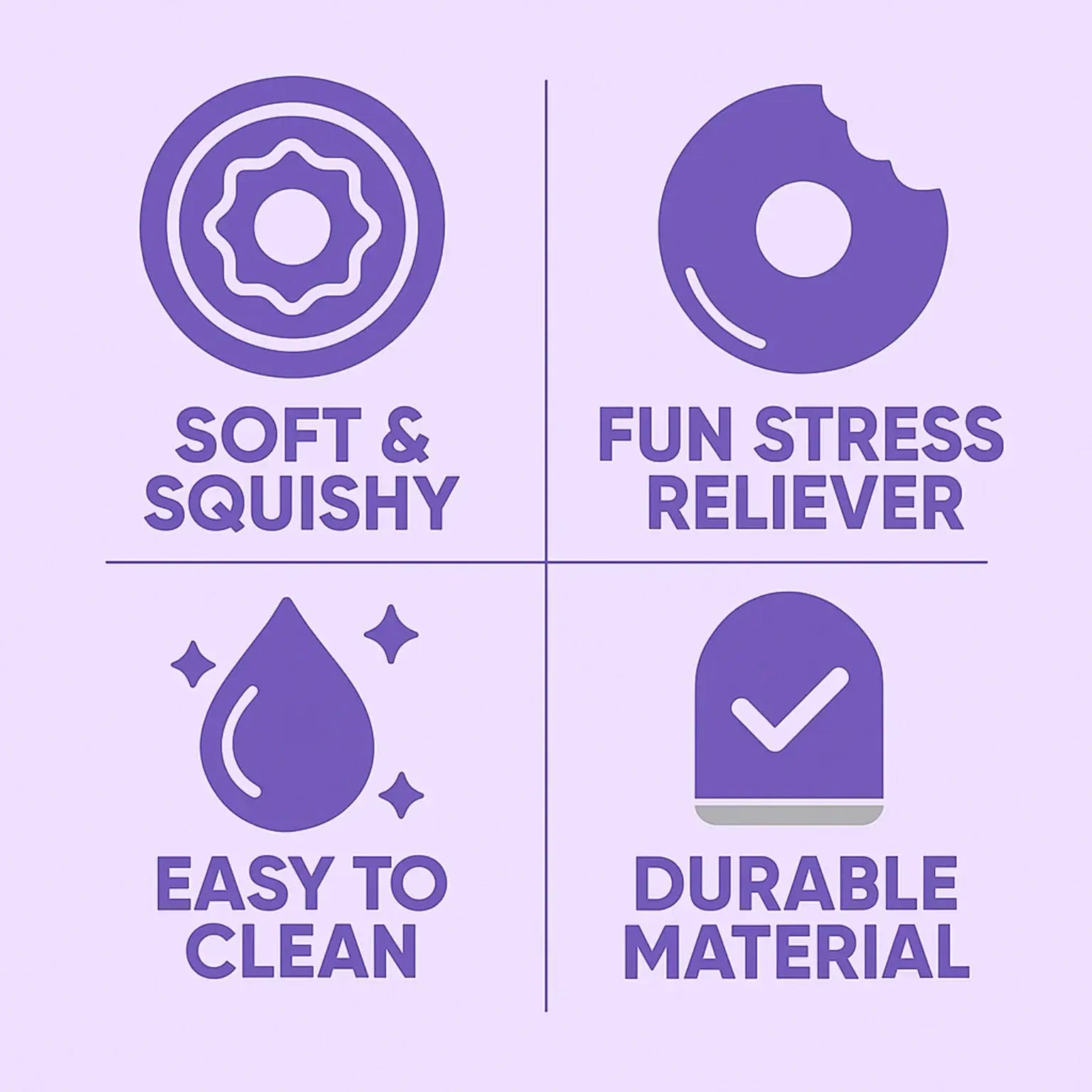 Purple icons and text describing properties on a light purple background