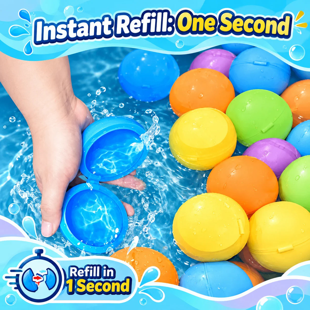Reusable silicone water balloons used for outdoor water play