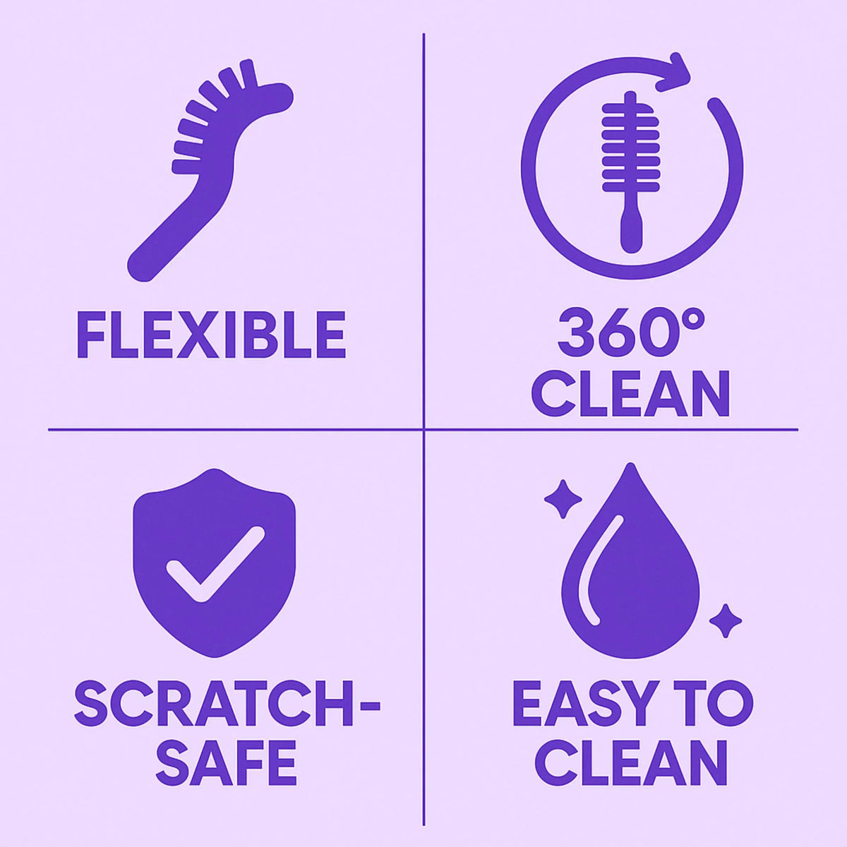 Bottle brush benefits: scratch-free silicone bristles, dishwasher-safe, BPA-free