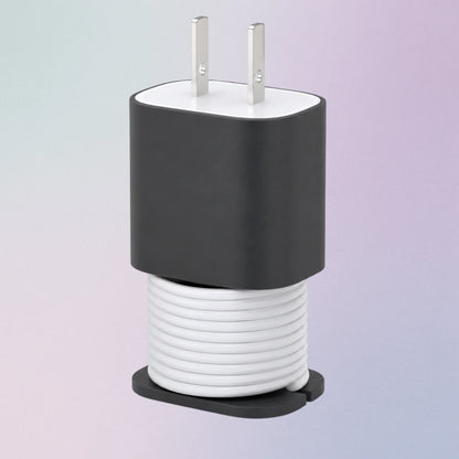 Black silicone charger protector cover with built-in cable organizer