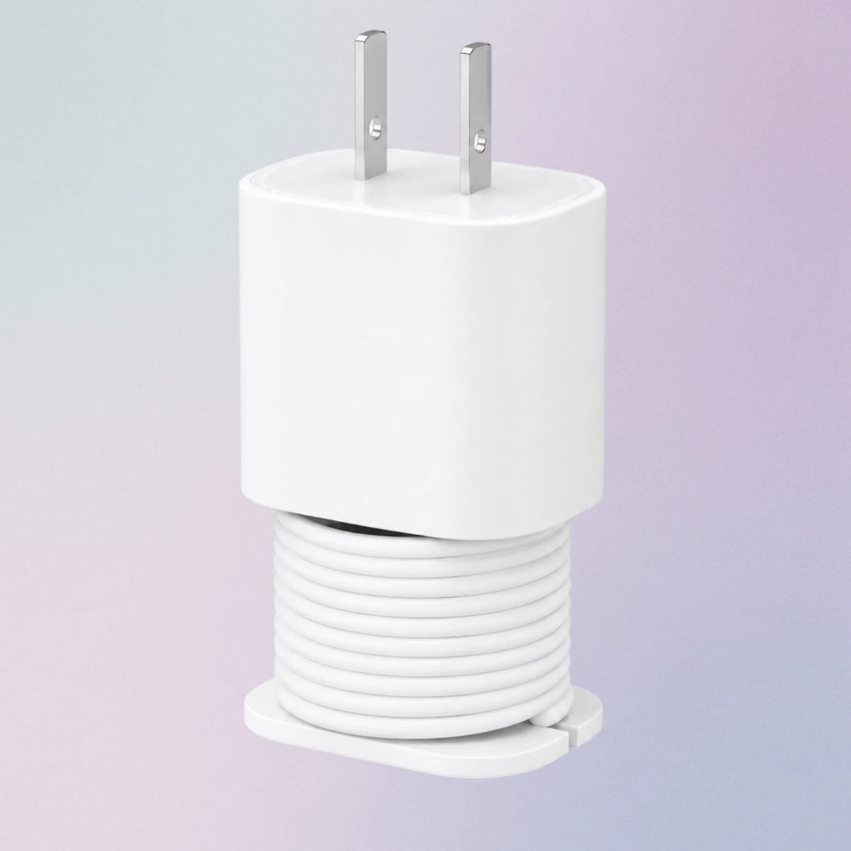 White silicone charger protector cover with built-in cable organizer