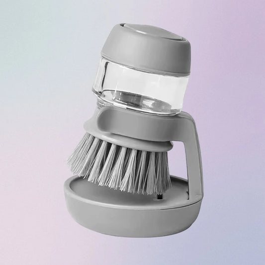 Soap-dispensing dish brush with drainage stand
