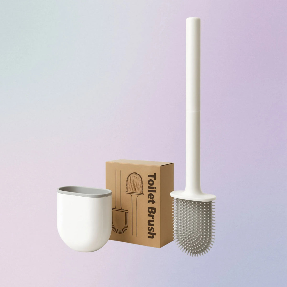 Wall-mounted silicone toilet brush with ventilated holder