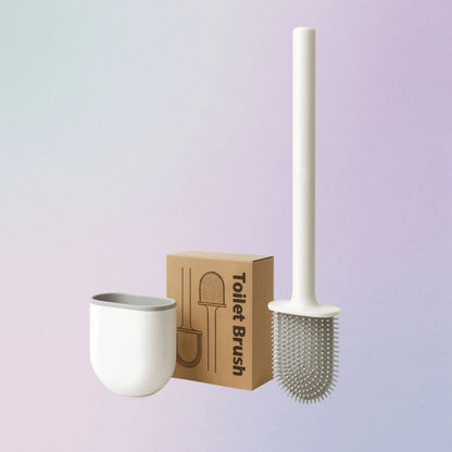 Wall-mounted silicone toilet brush with ventilated holder